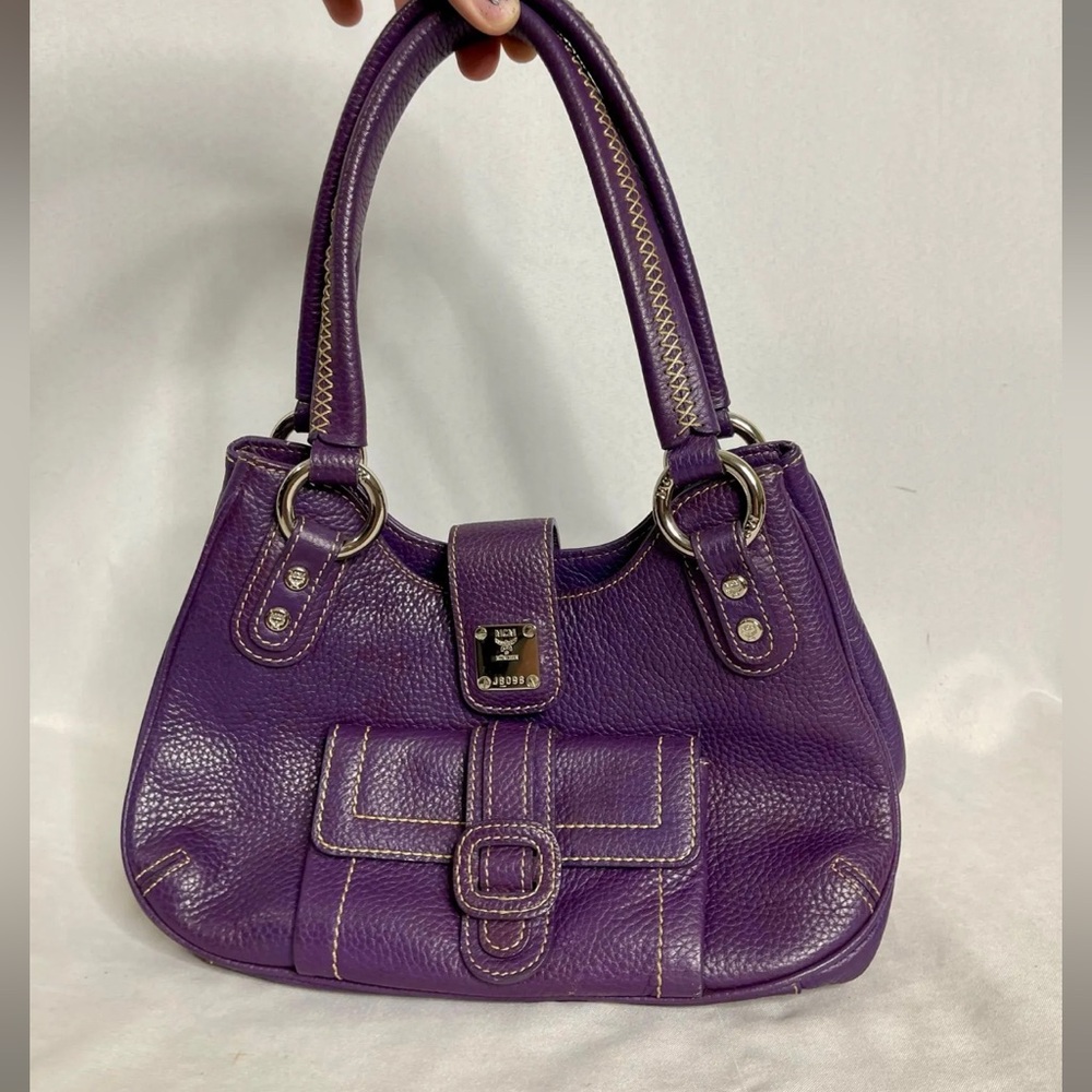 MCM | Purple Pebbled Leather Visetos Mini Shoulder Bag
Rare